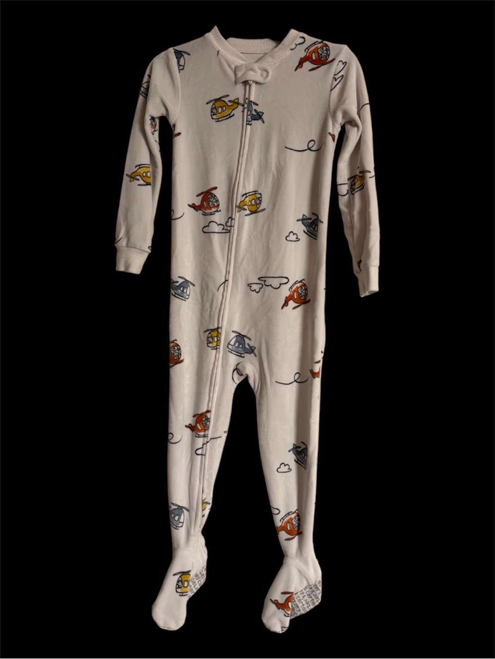 Carter's Cream Footed One-Piece with colored helicopters print 2T